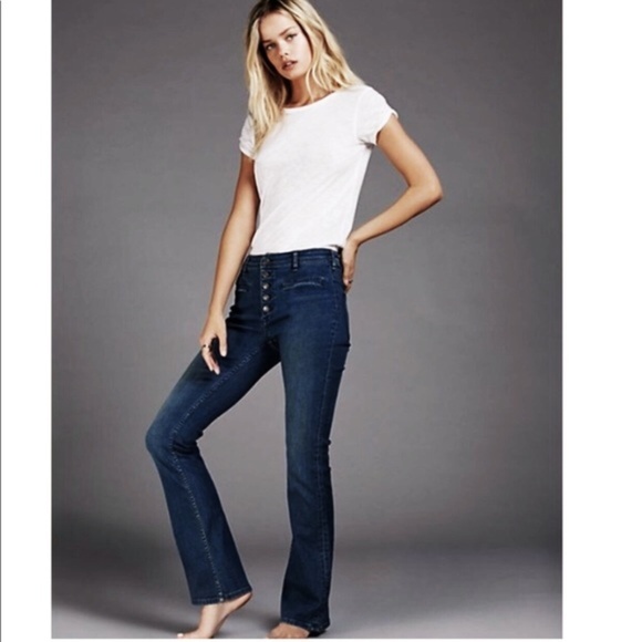 Free People Denim - 🌼 Free People Button Fly Boot Cut Dark Wash Jeans